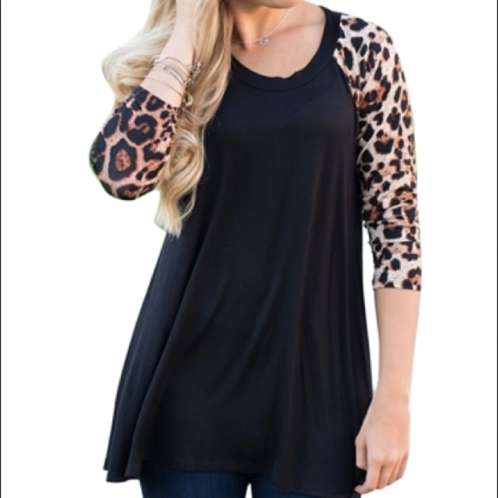 L&B BLACK 3/4 Dressy Sleeve Tee